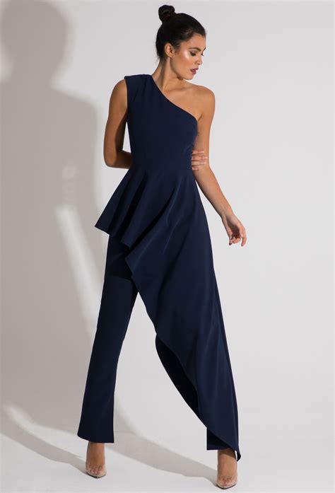 elegant navy blue jumpsuit.